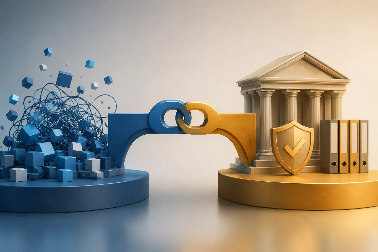 Data quality and data governance concept showing structured governance controls connected to trusted business data through an integrated enterprise framework.